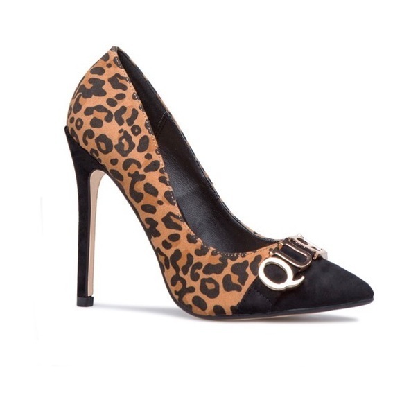 Leopard/Black Pointed Toe Patent Pump Size 8, NIB - Picture 1 of 5